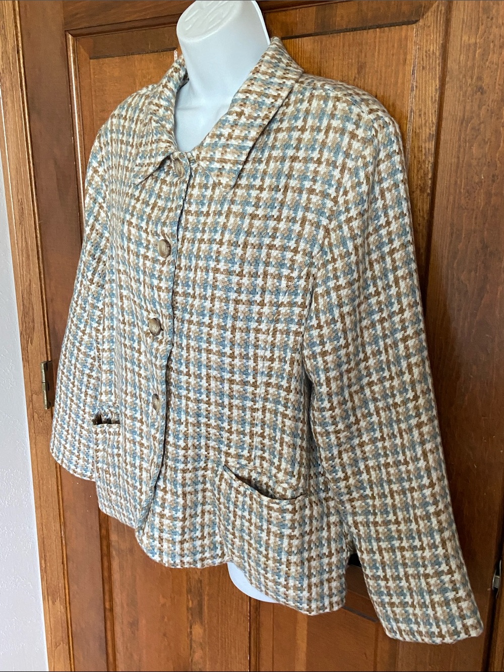 Willow Ridge woven knit tweed blazer button up neutral colors Size L / XL - Picture 4 of 10